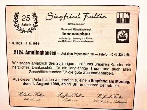 Anzeige zum 25jährigen Jubiläum